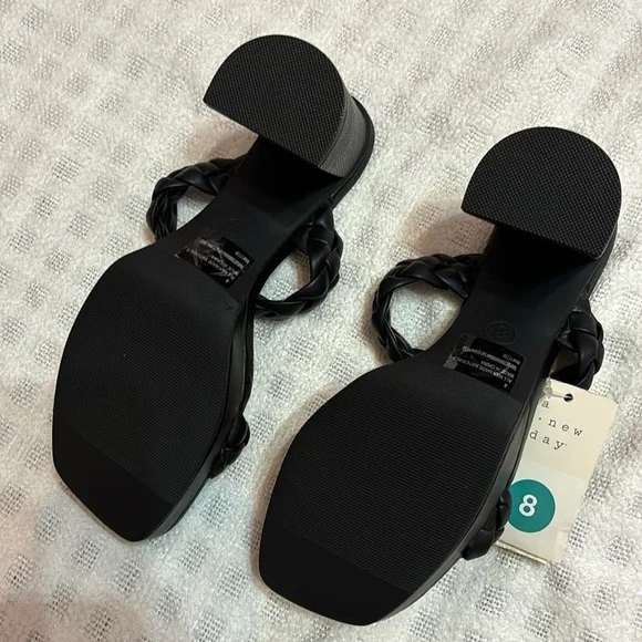 A New Day Black Braided Heeled Mules - Picture 3 of 4